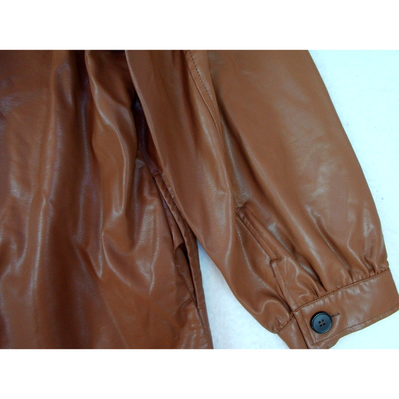 Gigio Vegan Leather Button Shirt Shacket Jacket Medium Brown Women's Size XL - Picture 13 of 13